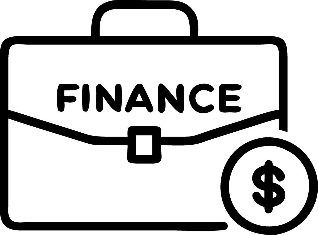 of isolated briefcase and dollar sign with the word Finance vector
