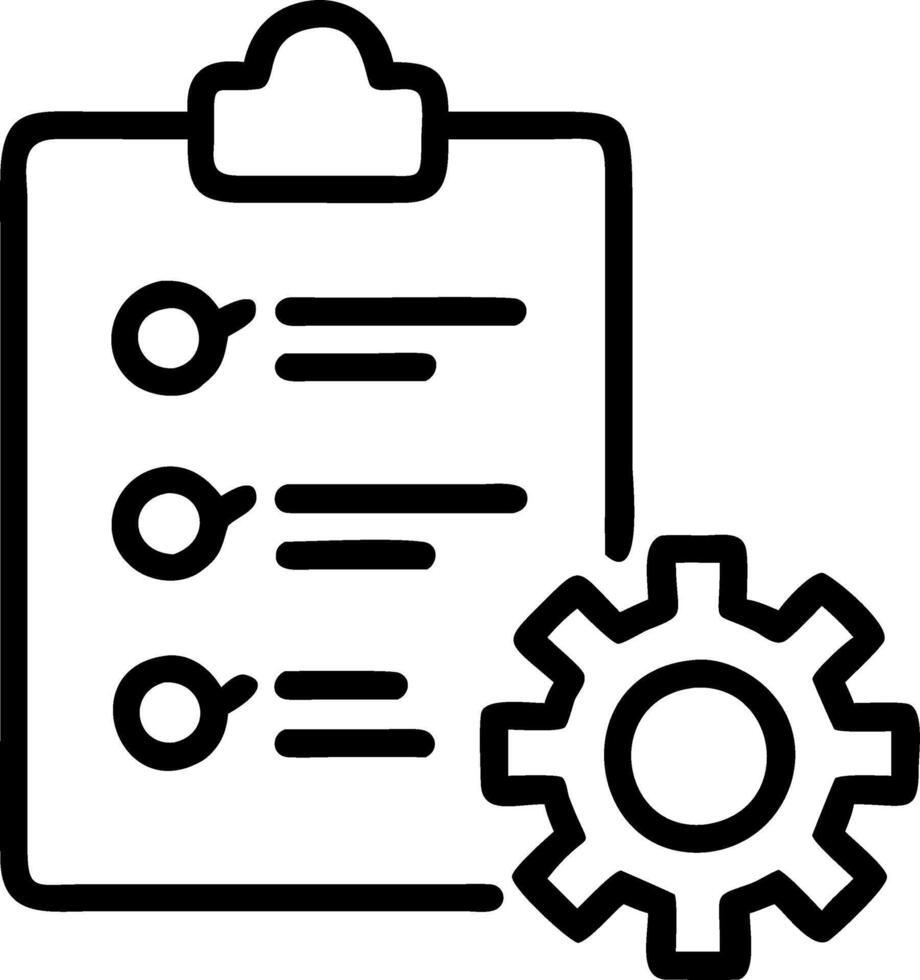 of isolated checklist and gears with the word Process vector
