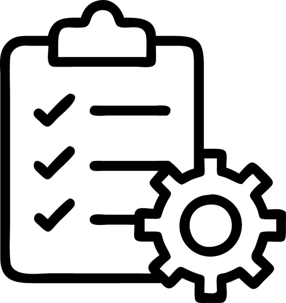 of isolated checklist and gear with the word Workflow vector