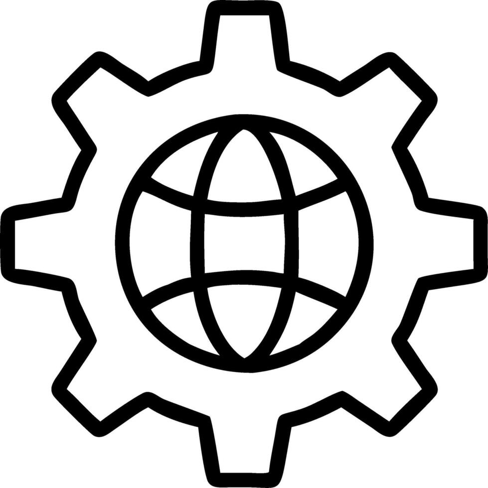 of isolated globe and gears with the word Globalization vector