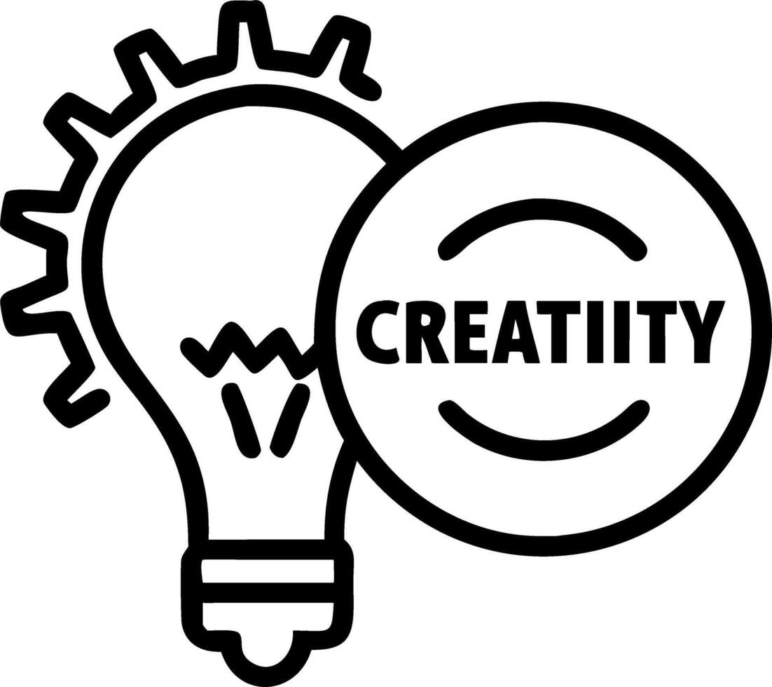of isolated light bulb and cogwheel with the word Creativity vector