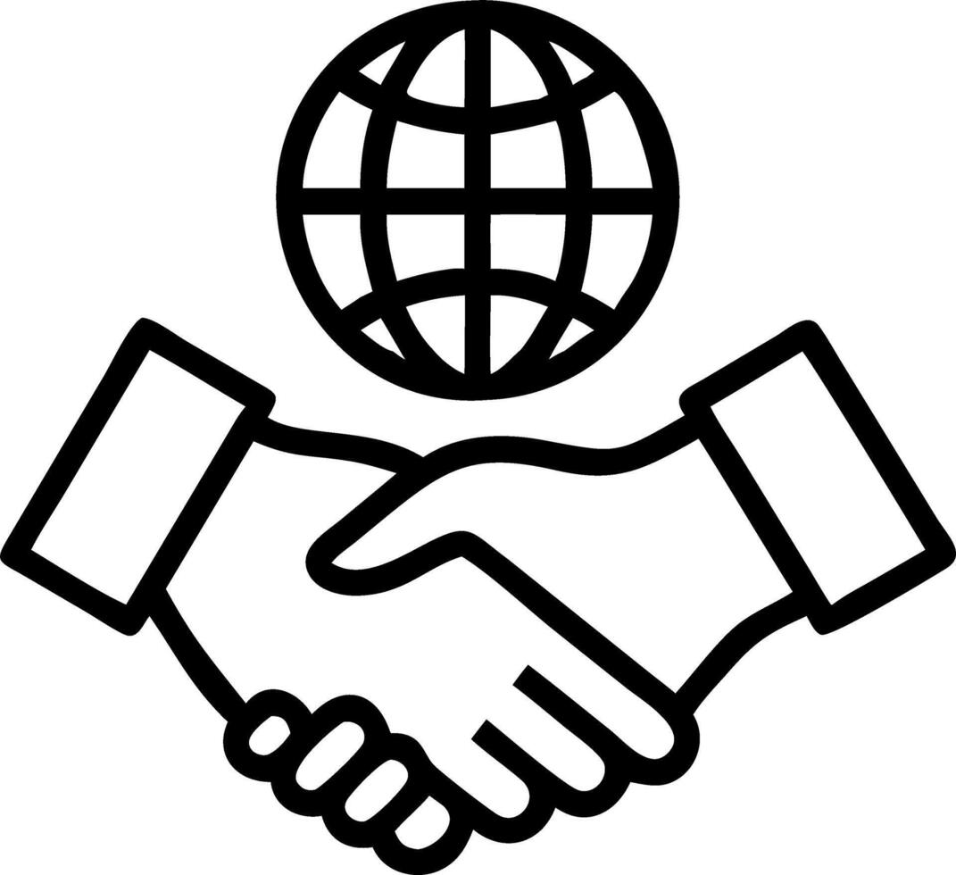of isolated handshake and globe with the word Partnership vector