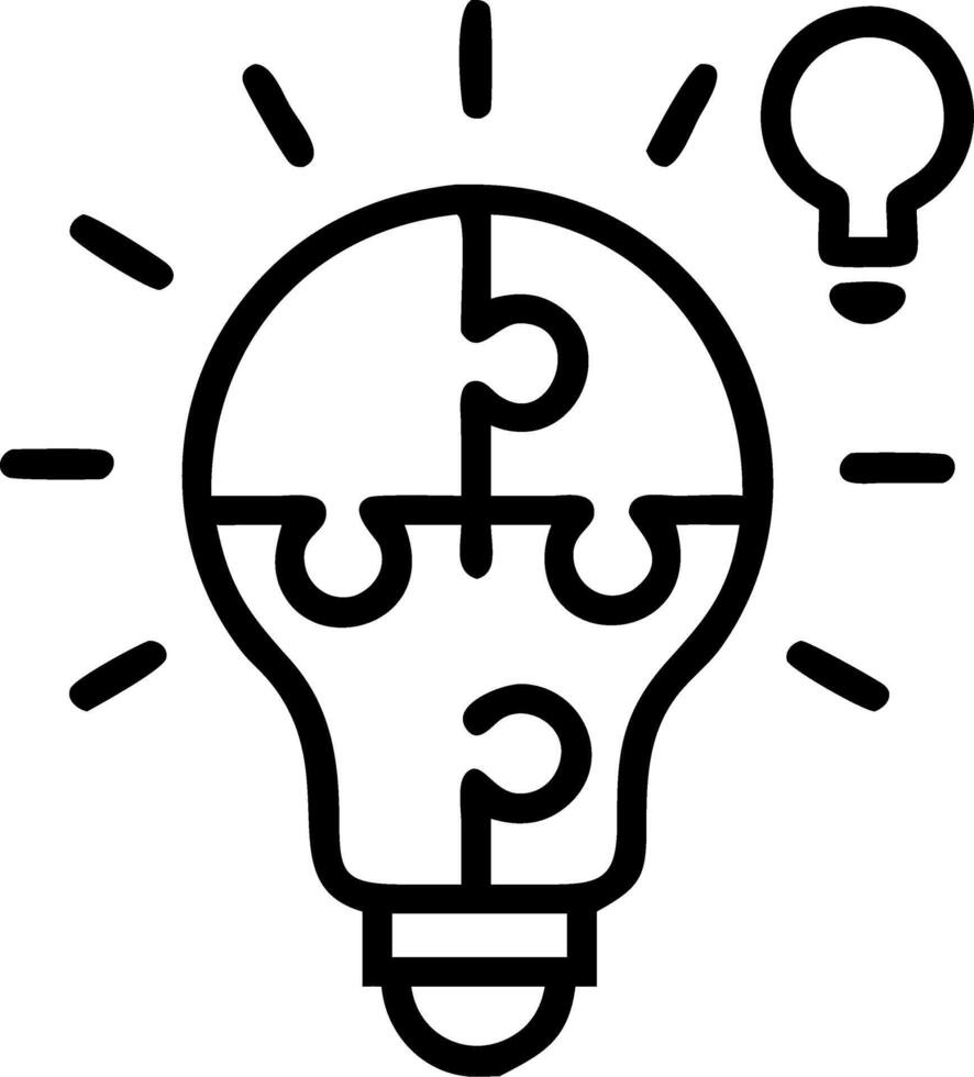 of isolated puzzle pieces and light bulb with the word Innovation vector