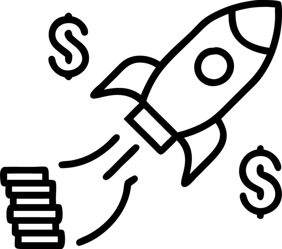 Wallet transforming into a rocket vector