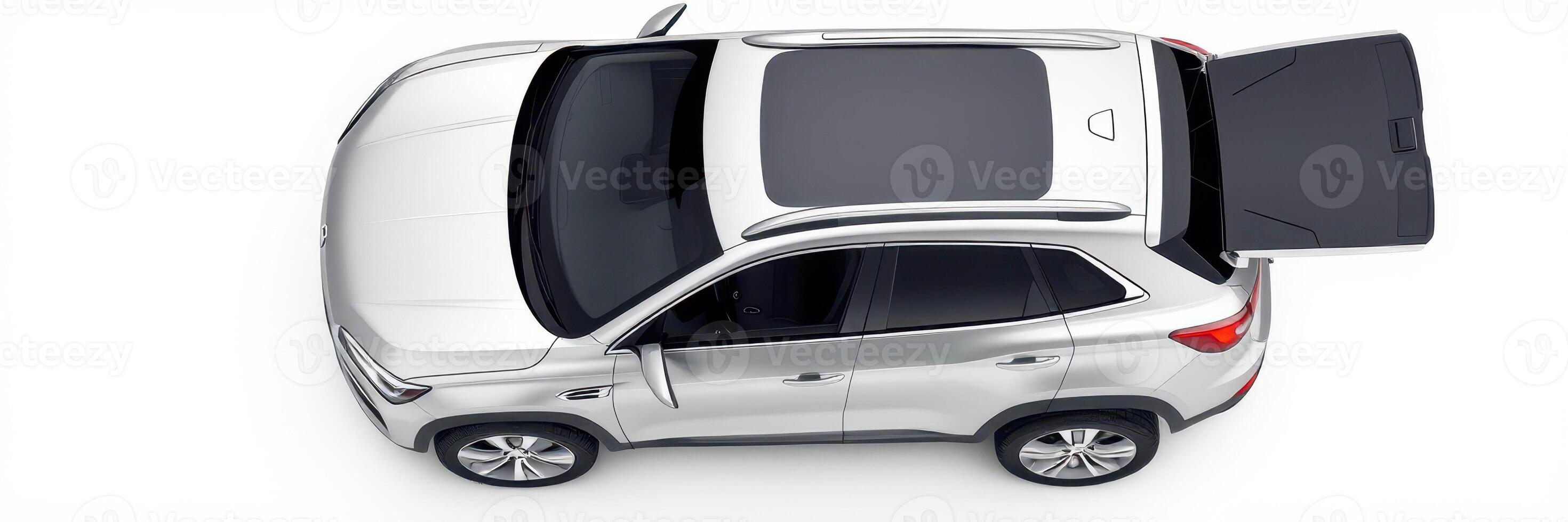 SUV with open trunk showcasing spacious storage area in sunny outdoor location photo