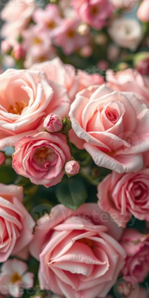 Blooming pink roses showcase natural beauty in a vibrant garden setting during sunny daytime photo