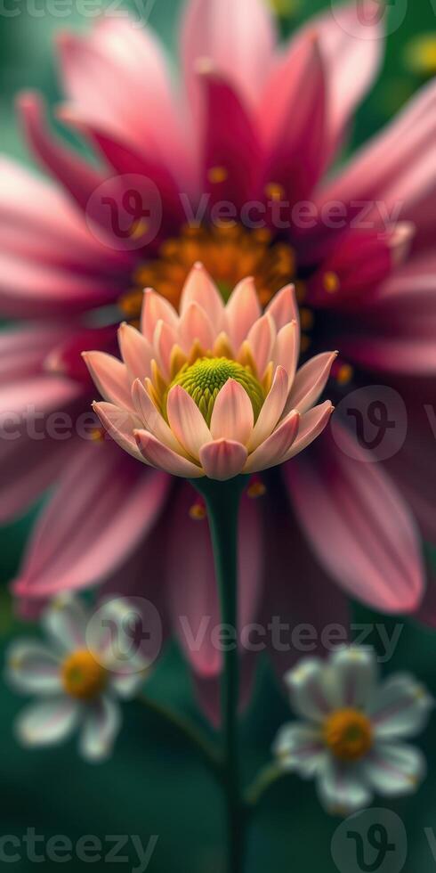 Beautiful close-up of pink flowers blooming in a vibrant garden during springtime photo