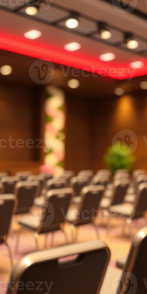 Conference hall with empty chairs prepared for an upcoming event in a modern venue photo
