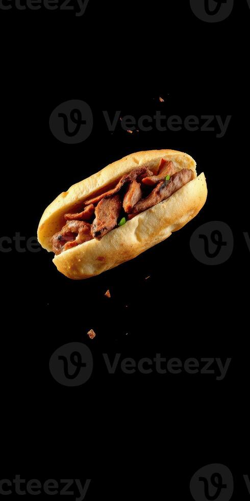 Delicious taco al pastor with marinated pork and fresh toppings in a soft tortilla shell photo