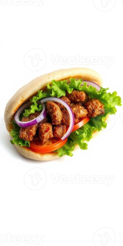 Deliciously crafted sandwich featuring grilled chicken, fresh vegetables, and soft bread served in a casual dining setting photo