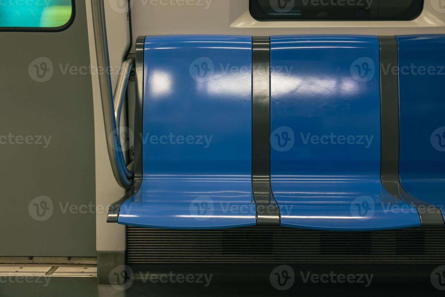Empty subway or underground or metro seats. Public transportation photo