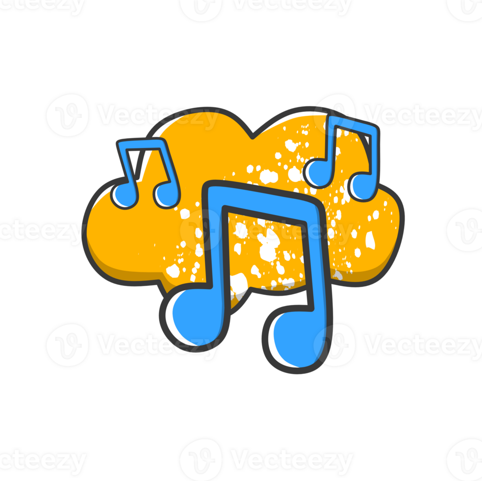 Music Cloud with Notes A cheerful cloud filled with music notes, symbolizing music streaming or digital playlists png