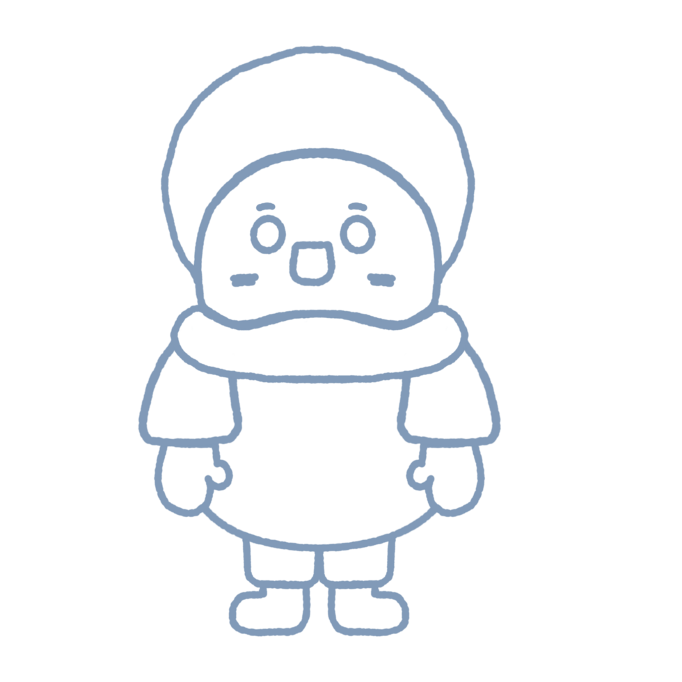 Isolate blue snowman with hat and scarf. png