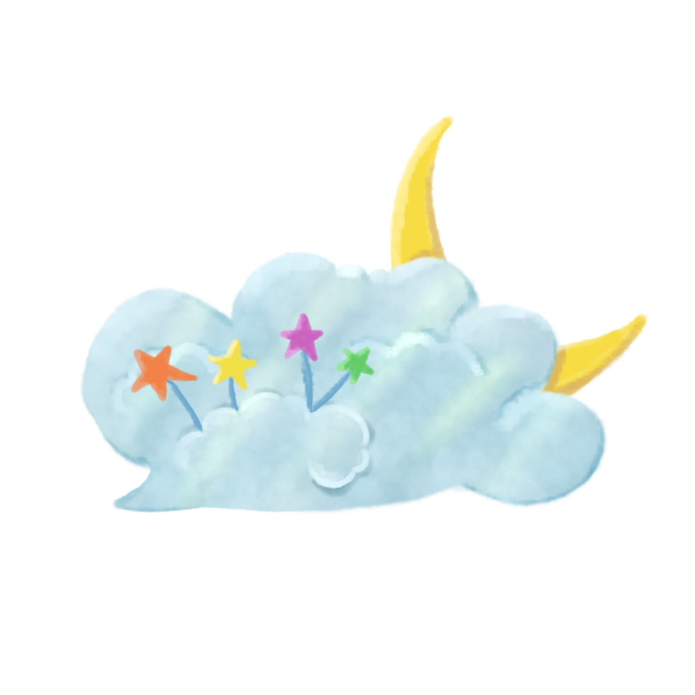 cloud with stars and moon clipart png