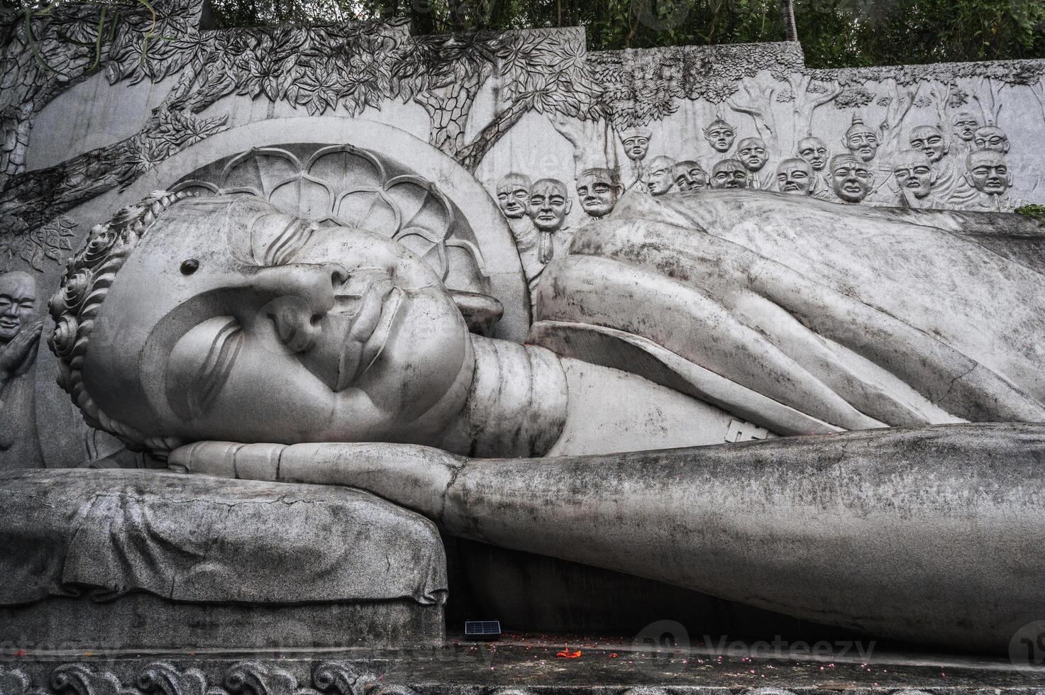 big Buddhist statue of the lying Buddha at Long Son Pagoda in Nha Trang in Vietnam in Asia photo