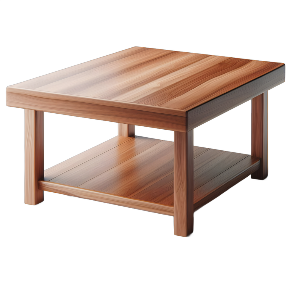 A wooden table with a shelf on top png