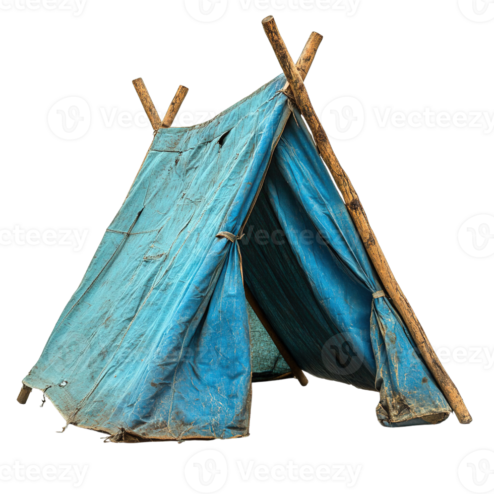 Worn-Out Canvas Tents with Distressed Details and Faded Colors png
