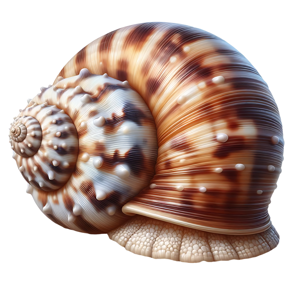Realistic Beautiful Snail with foot and white brown shell png