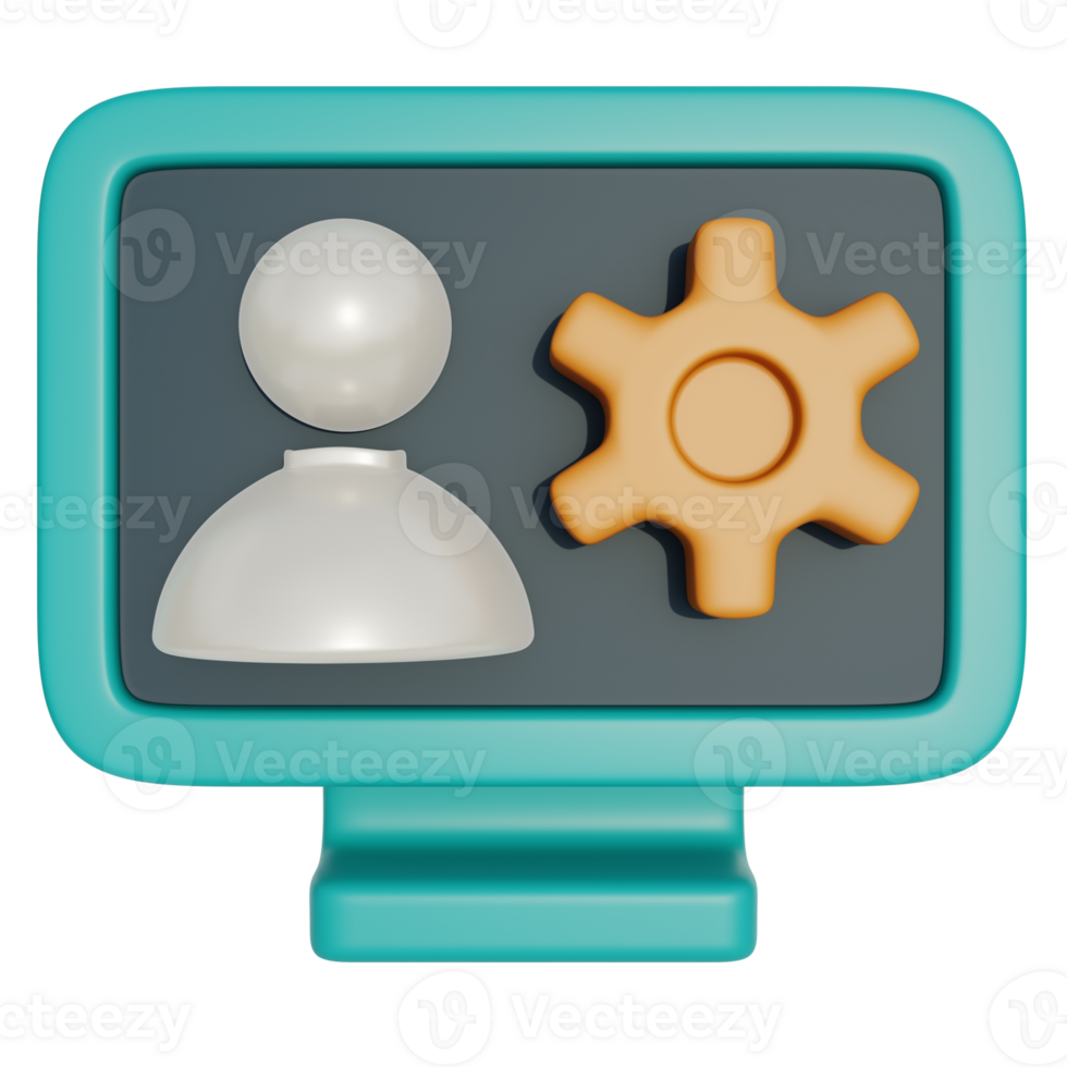 account setting 3d icon. Monitor, account and setting shapes png