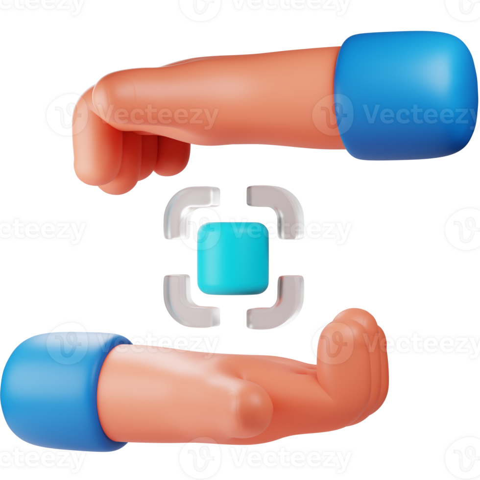 squere hand gesture 3d. graphic design 3d icon illustration. 3d design style. 3d rendering png