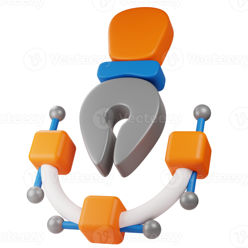 Bezier tool icon. graphic design 3d icon illustration. 3d design style. 3d rendering png