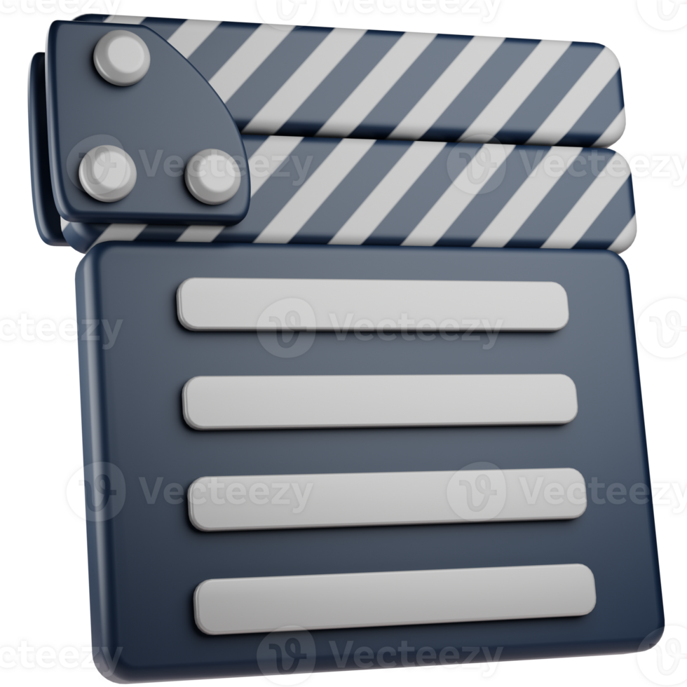 Clapper Board 3D Icon. graphic design 3d icon illustration. 3d design style. 3d rendering png