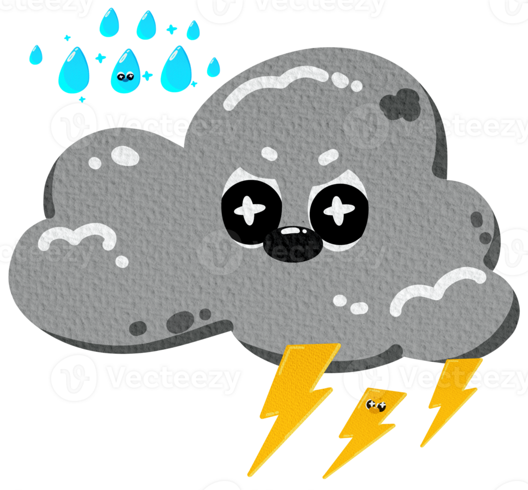 Weather vibes - Cloudy, lightning, rain png