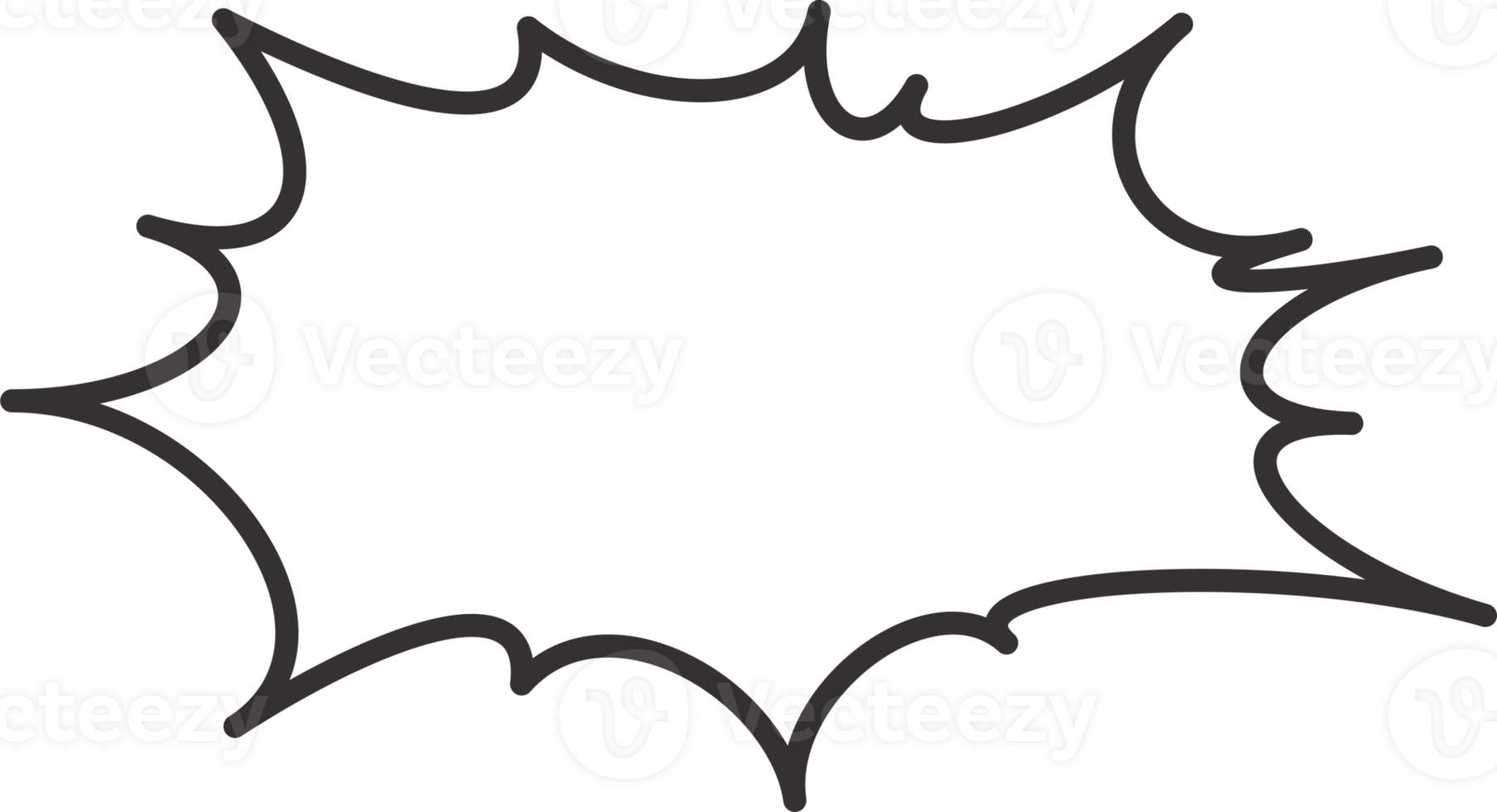 Comic speech bubble. Manga pop art outline frame for text. Box for dialog and messages. Chat shape of shock shout and scream actions. png