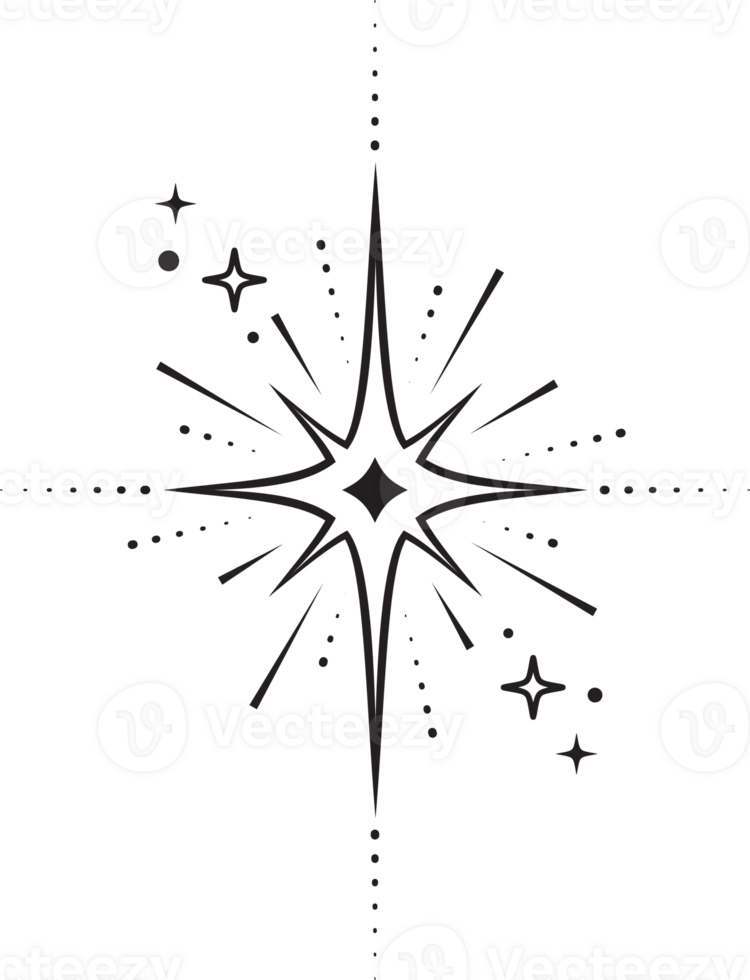 Line icons of stars. Sparks and shiny abstract glitter symbol with light effect. Minimal Y2K magic twinkles png
