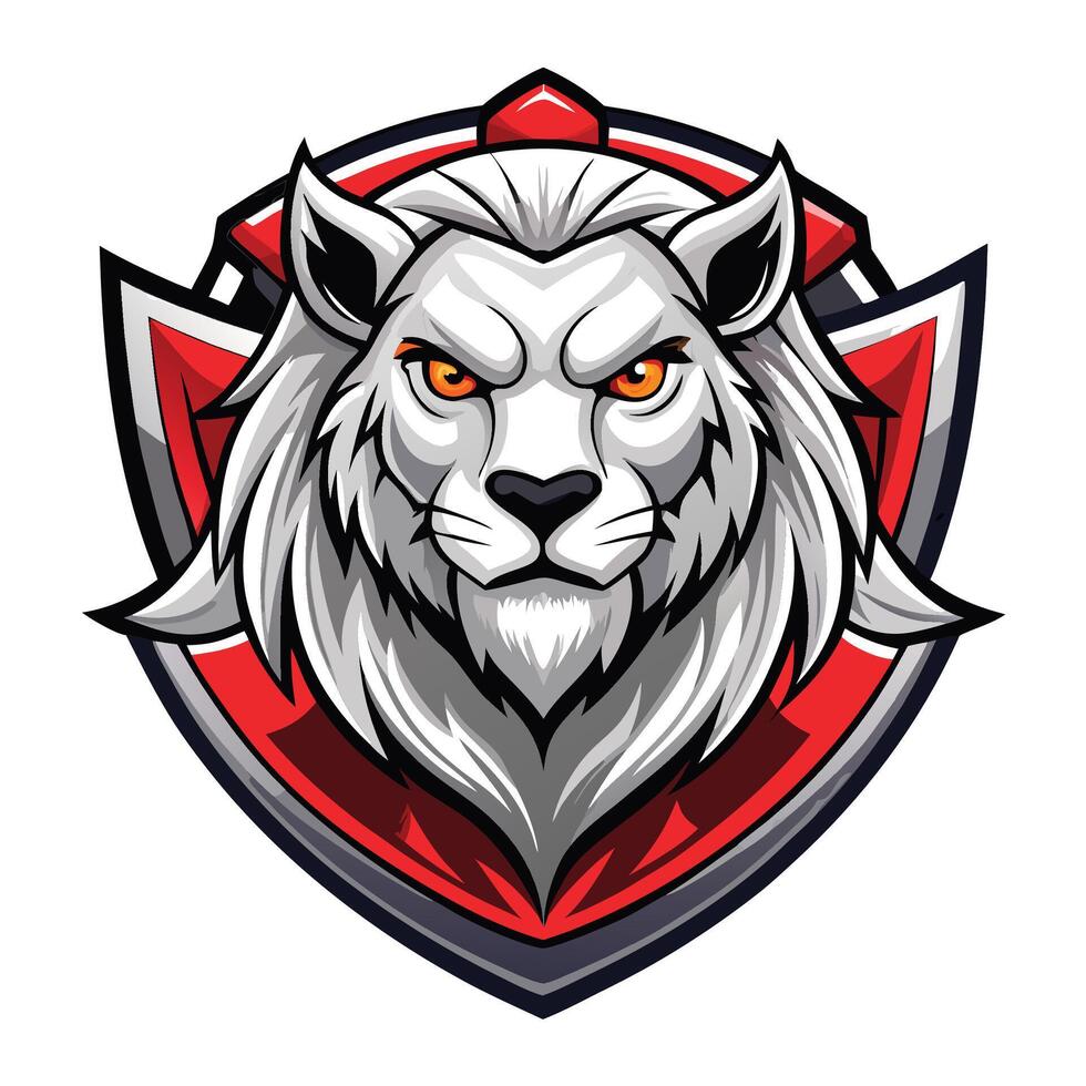 lion mascot head on a shield vector