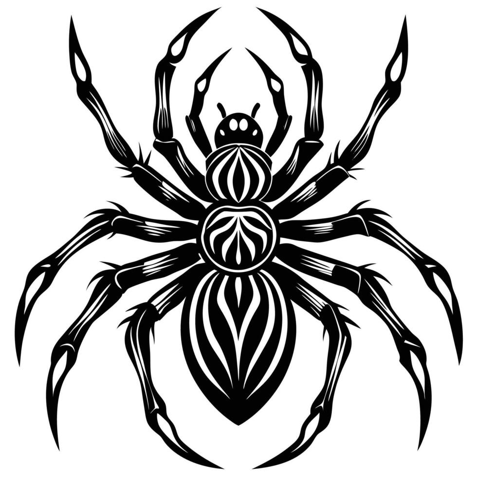 a black and white spider tattoo design vector