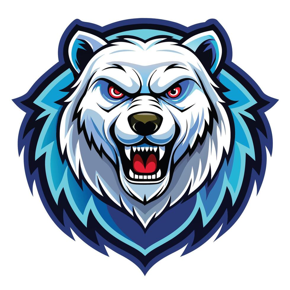 the head of a polar bear with an angry expression vector