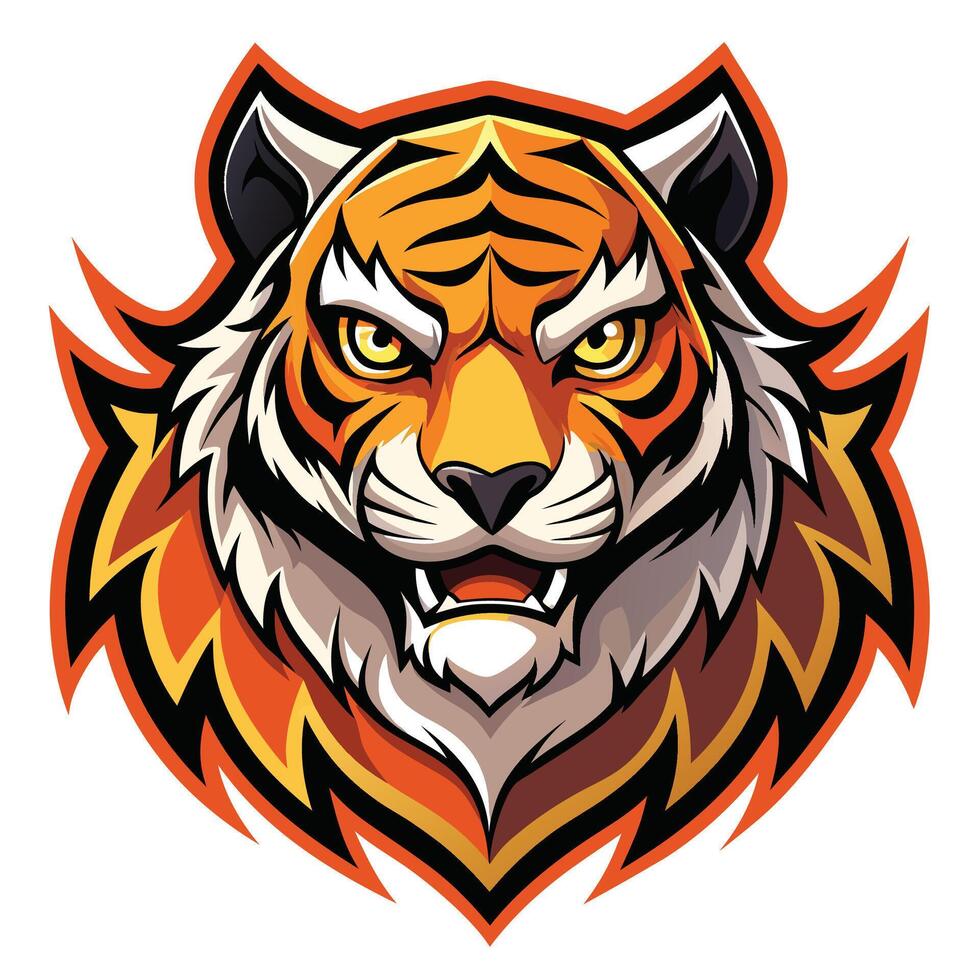 a tiger head with an angry face vector