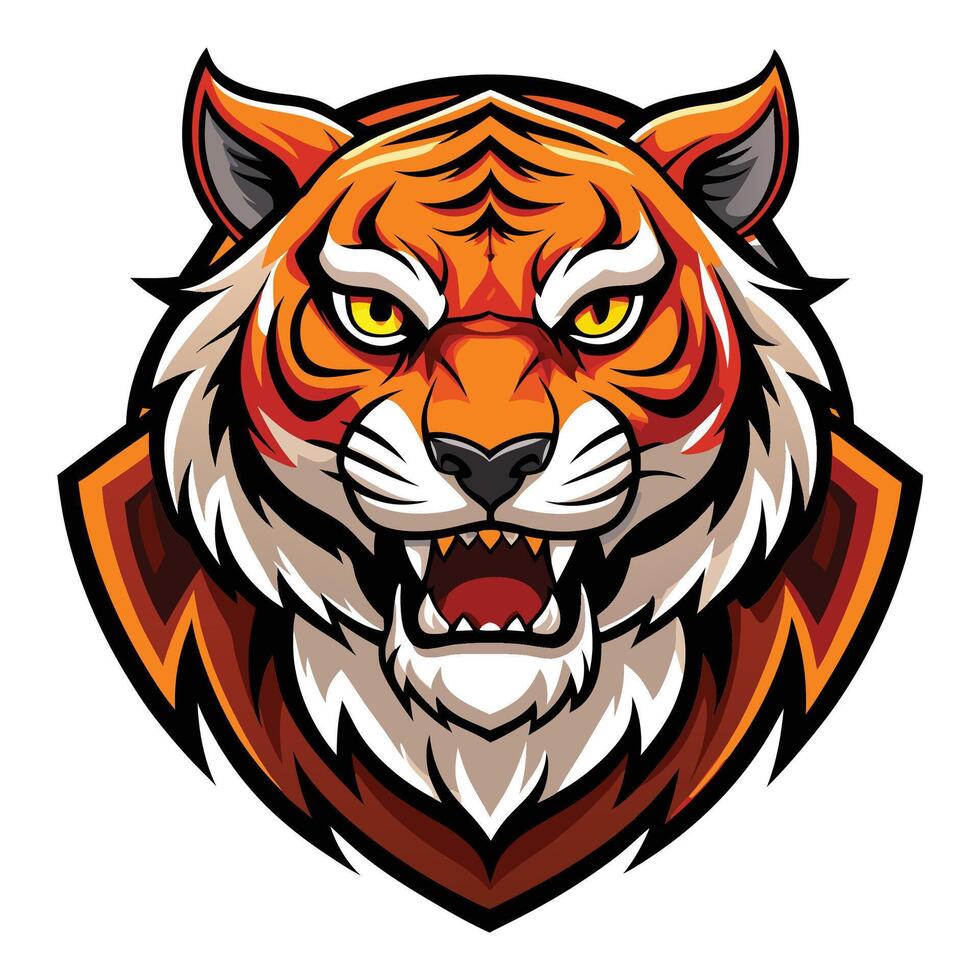 the head of a tiger is shown on a white background vector