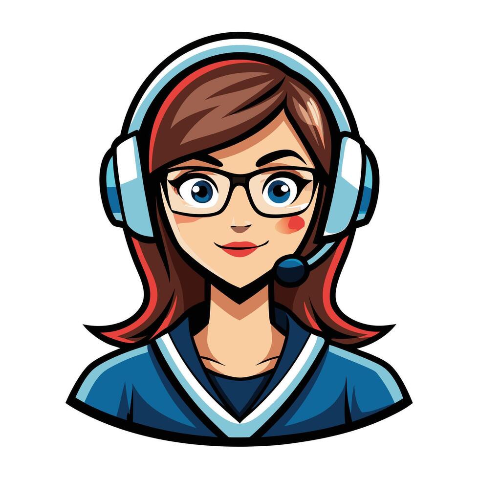 call center operator avatar cartoon character illustration vector