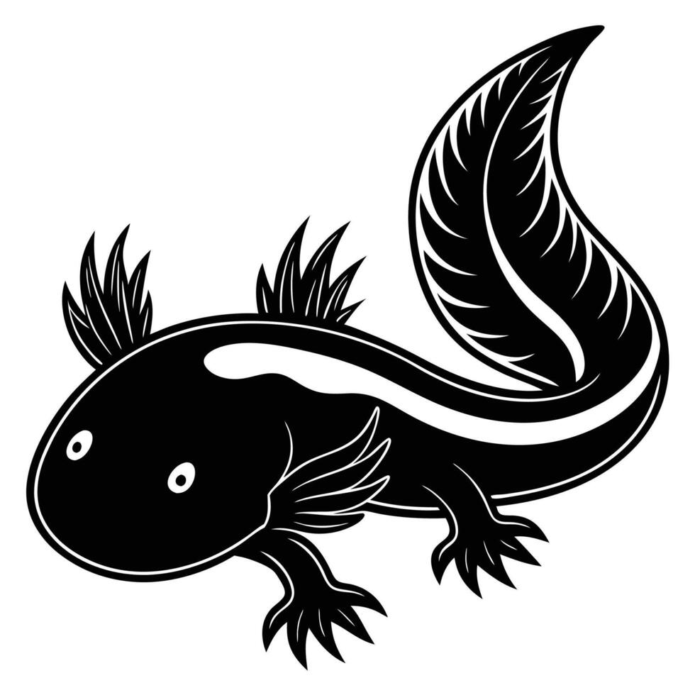 an axolotl is shown in a black and white illustration vector