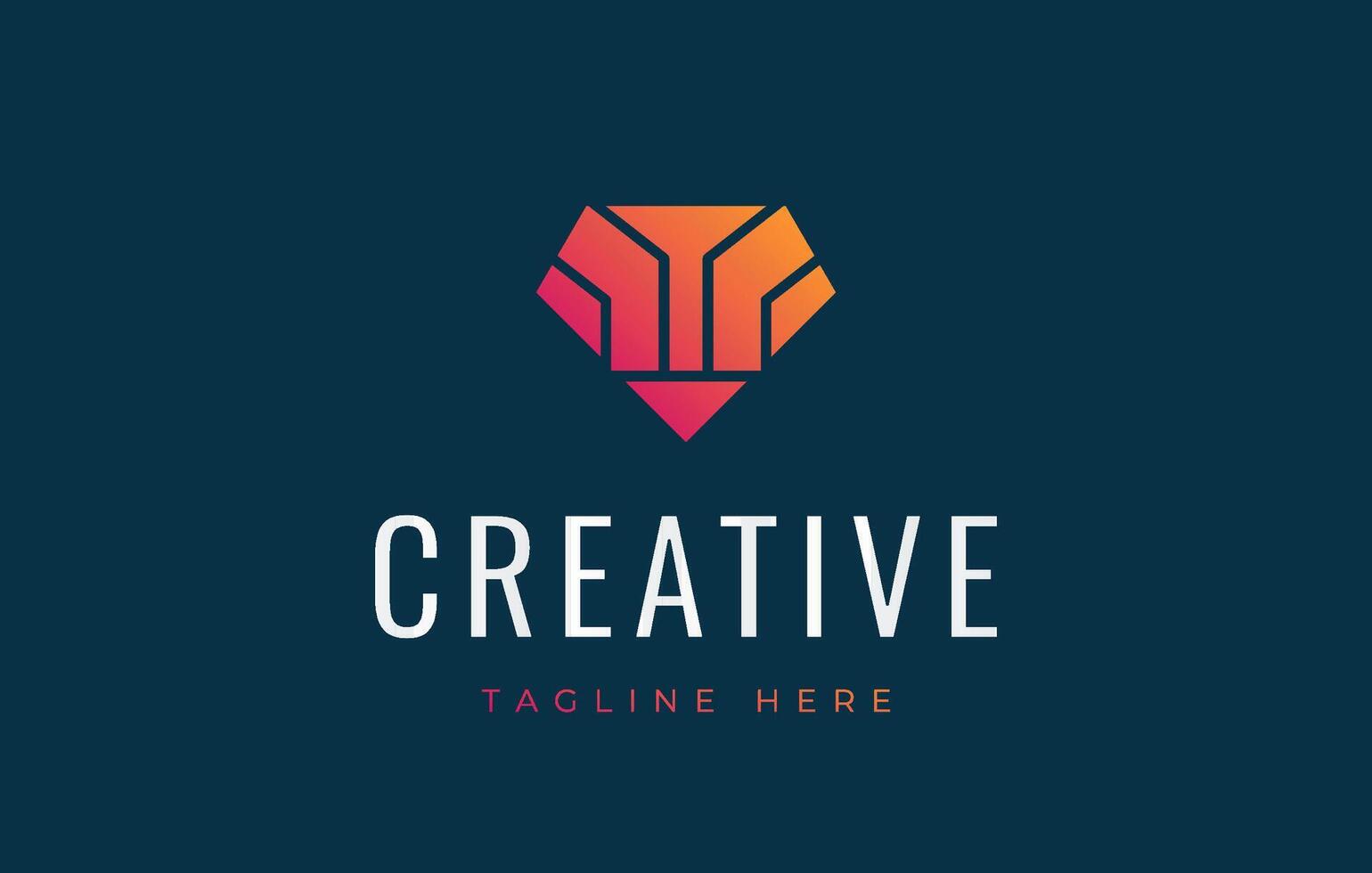 Abstract Modern Line Tech in Diamond Logo Design Template vector