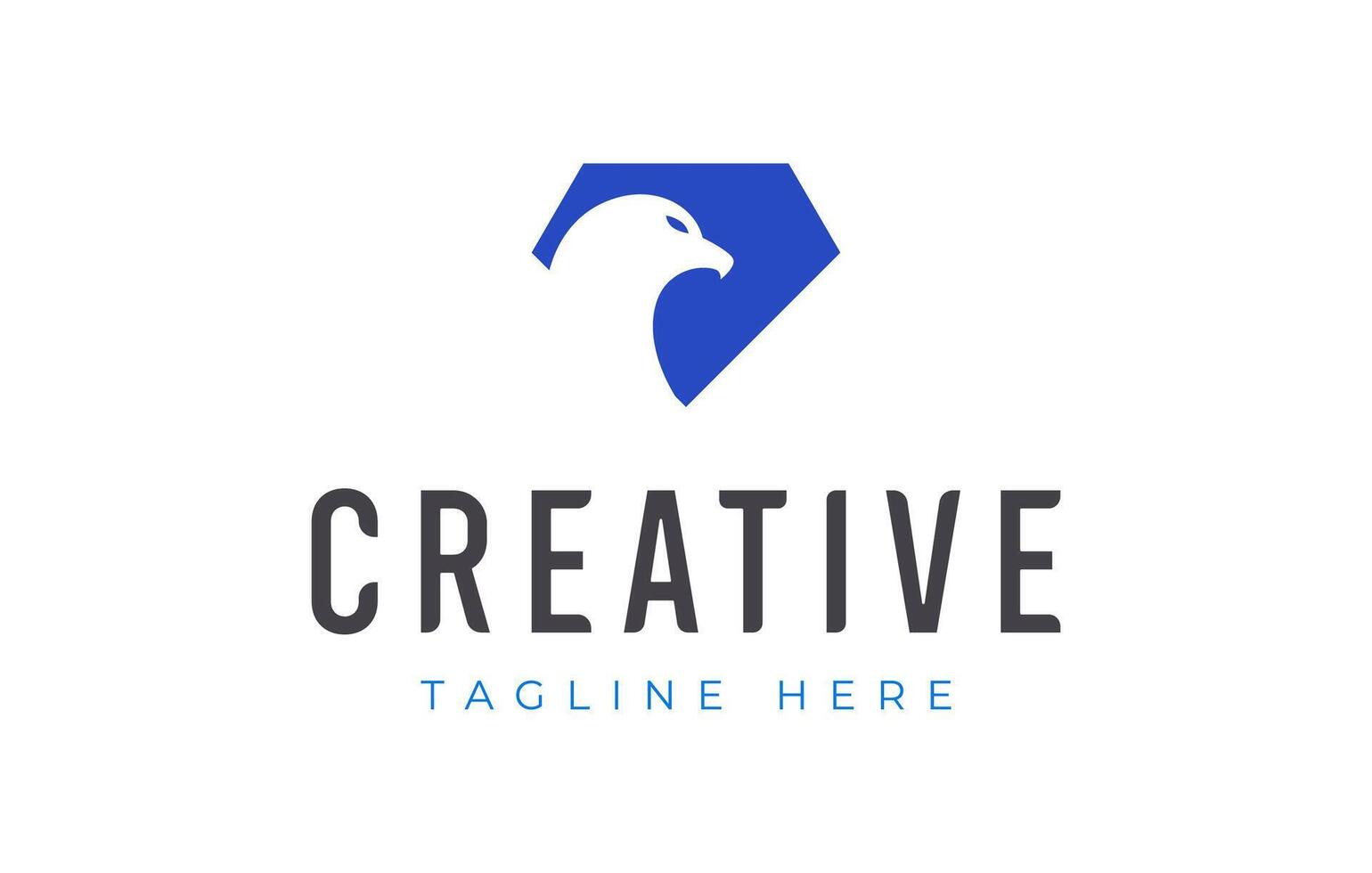 Eagle Head Negative Space Diamond Logo Design Template vector