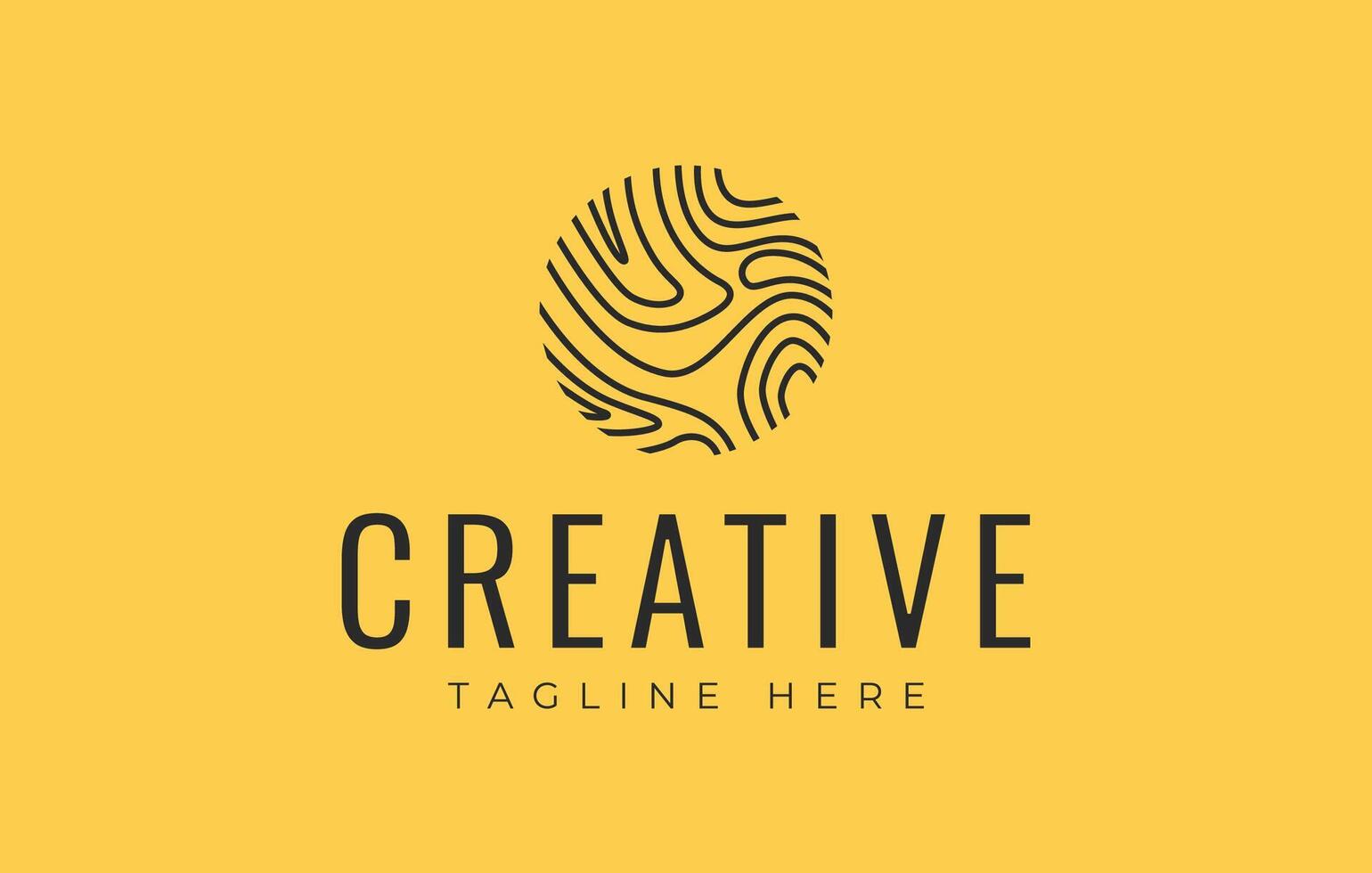 Fingerprint Circle Line Logo Design Template vector