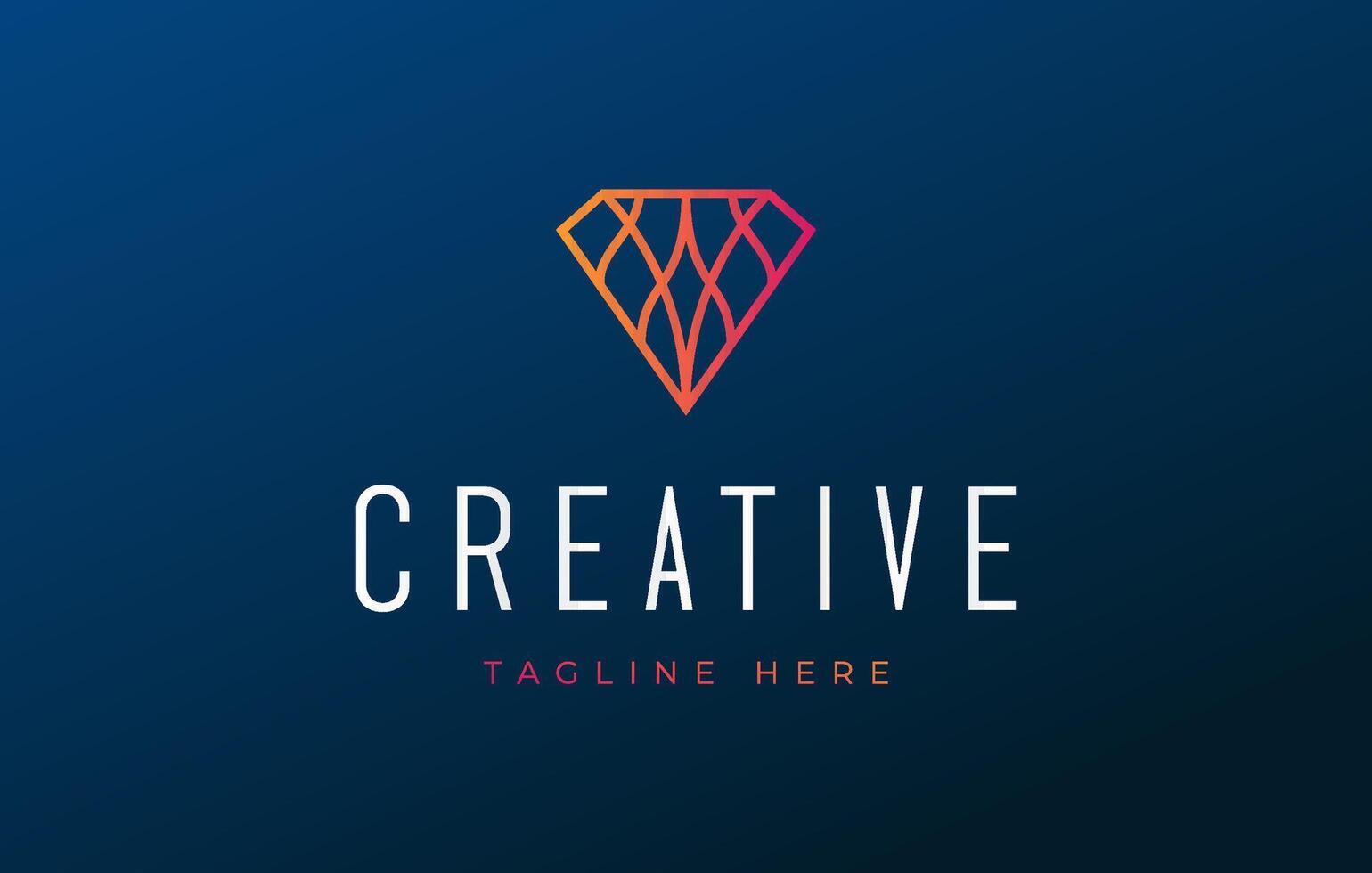 Gradient Lines Diamond Logo Design Template vector