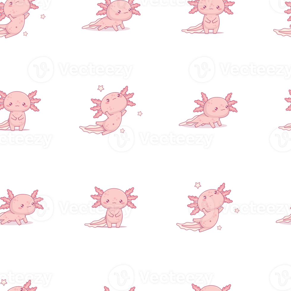 Seamless pattern with cute Axolotl png