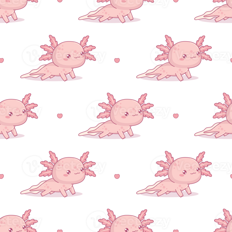 Seamless pattern cute pink Axolotl png