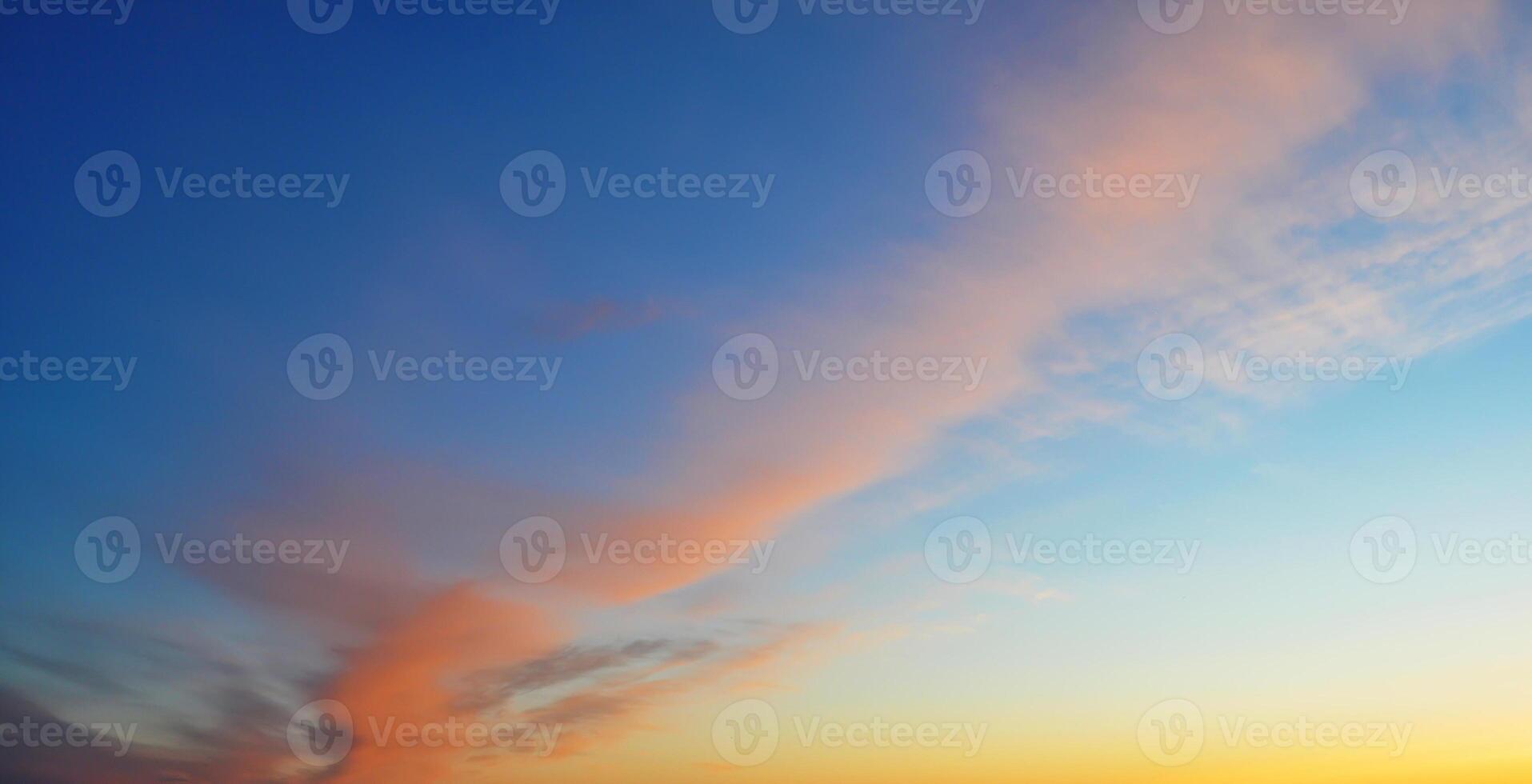 blue sky with gentle clouds at sunset in summer photo