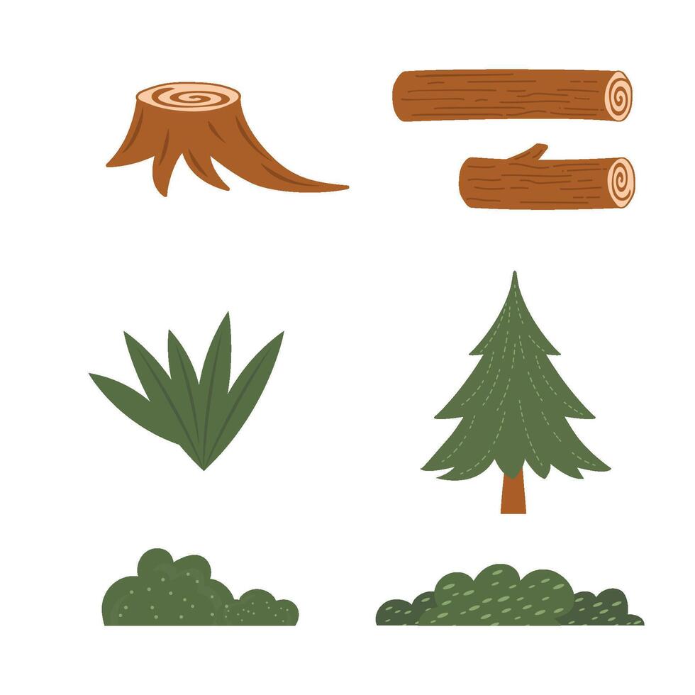 Set of natural objects stock illustration vector