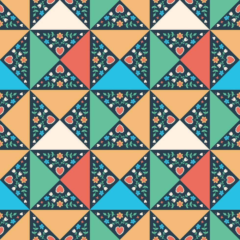 Seamless patchwork pattern with handdrawn elements vector