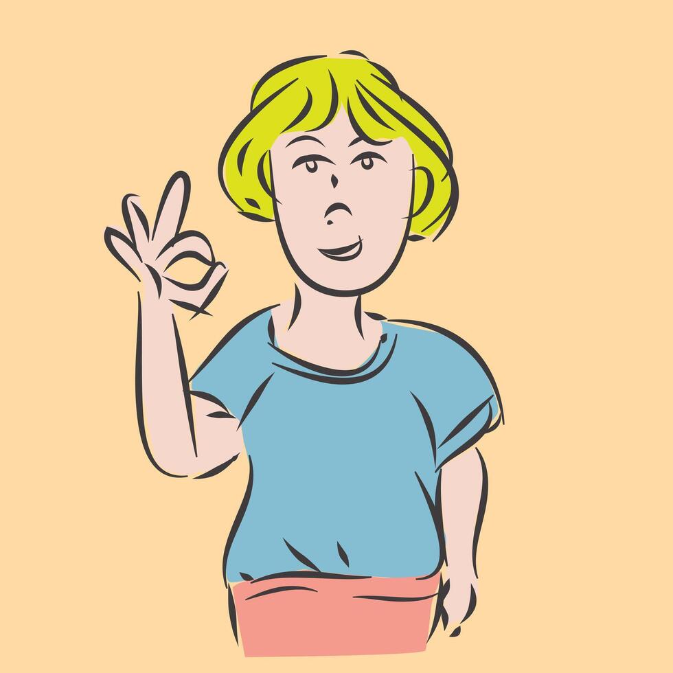 Girl with OK Sign vector