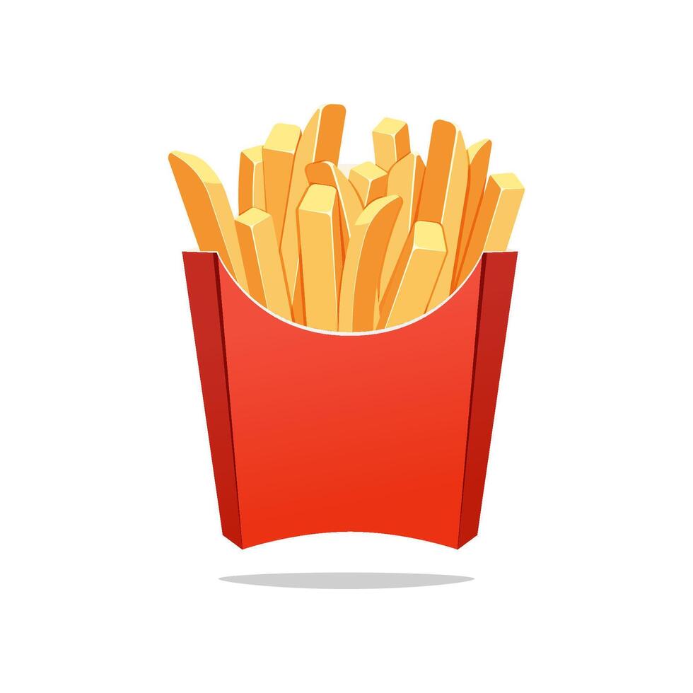 French fries in pack isolated on white background. vector