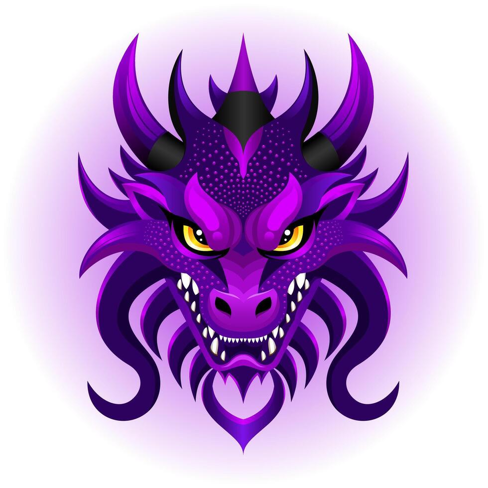 Majestic Fantasy Purple Dragon Head Design vector