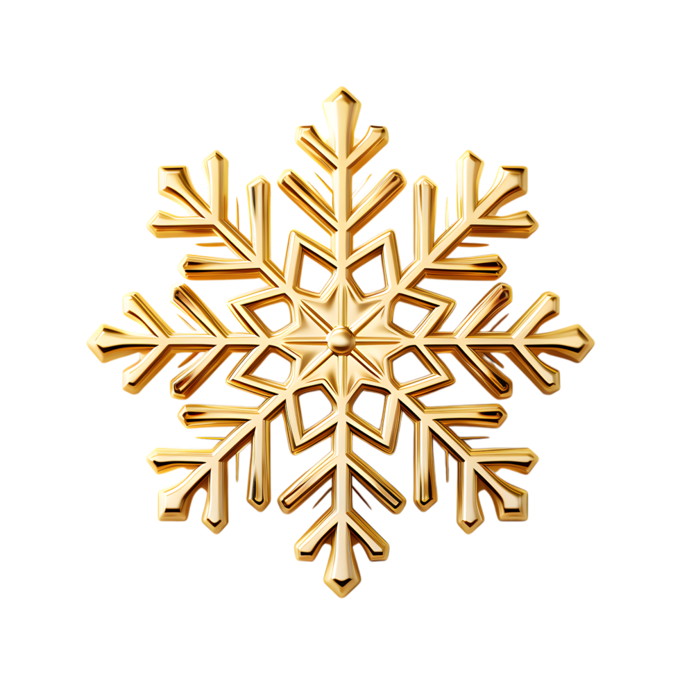 Ornate Golden Snowflake with Intricate Details png