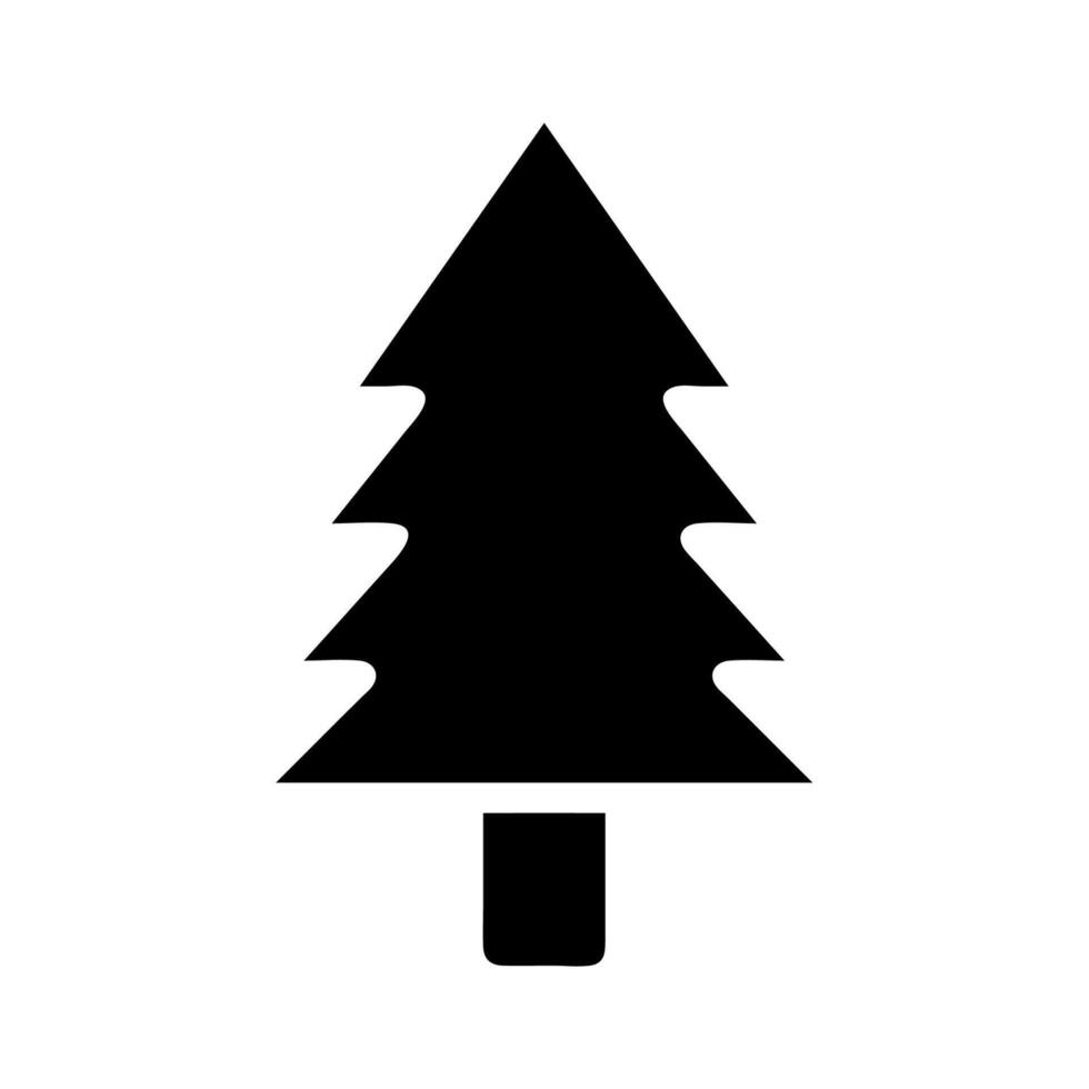 Pine tree silhouette. Concept of Christmas, nature, and winter. vector